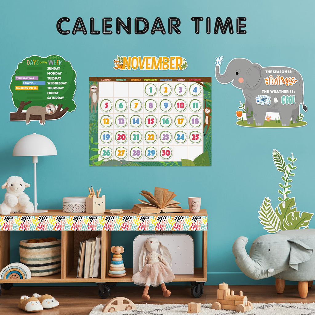 Jungle Friends Calendar Set Bulletin Board